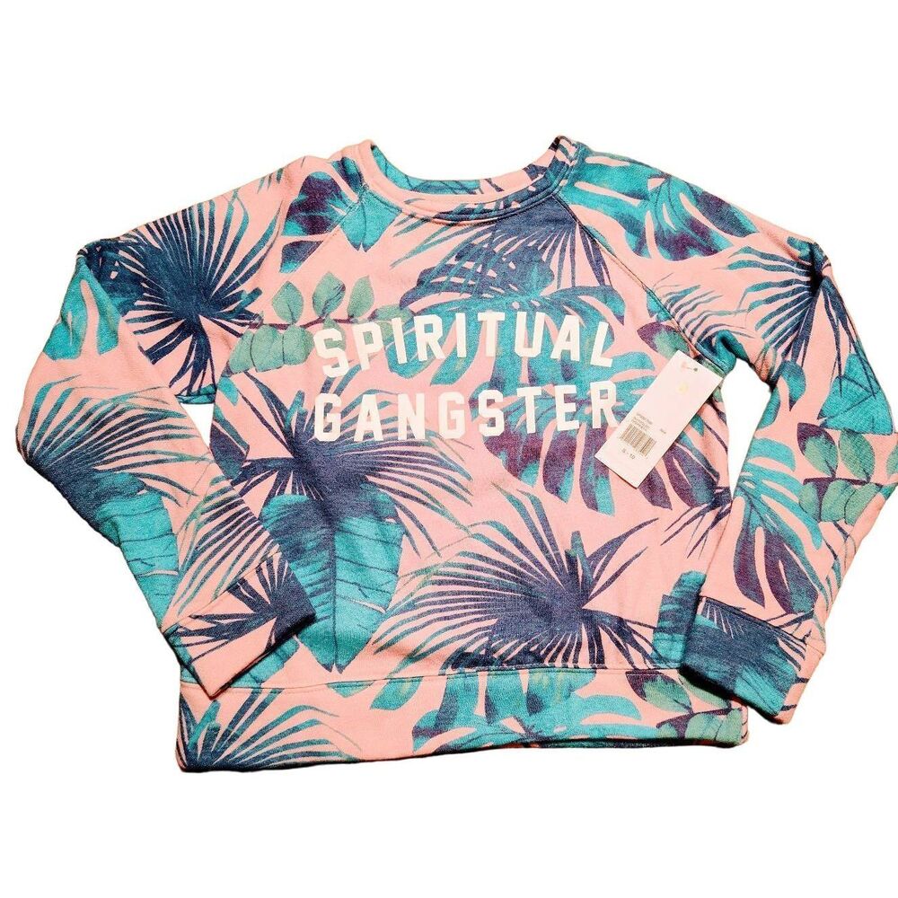 SPIRITUAL GANGSTER BIG KID PINK RAGLAN CREWNECK SWEATSHIRT NWY S/10